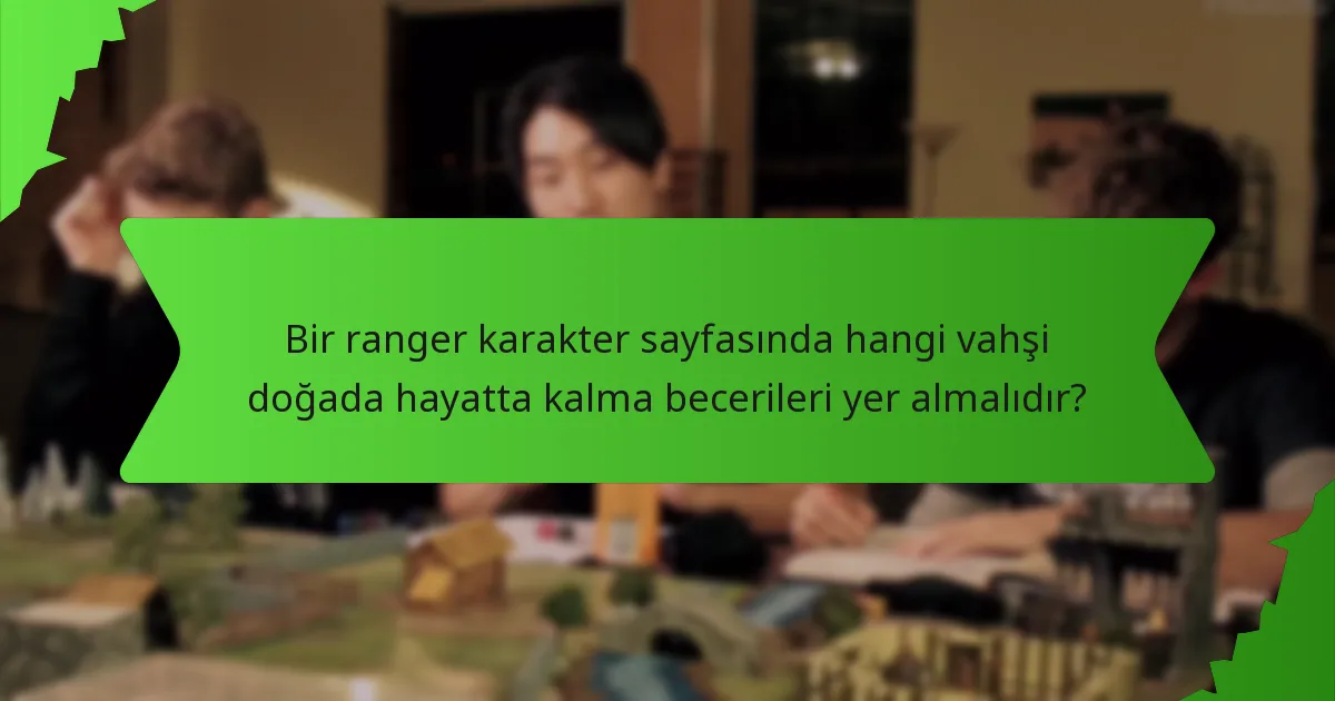 Bir ranger karakter sayfasında hangi vahşi doğada hayatta kalma becerileri yer almalıdır?