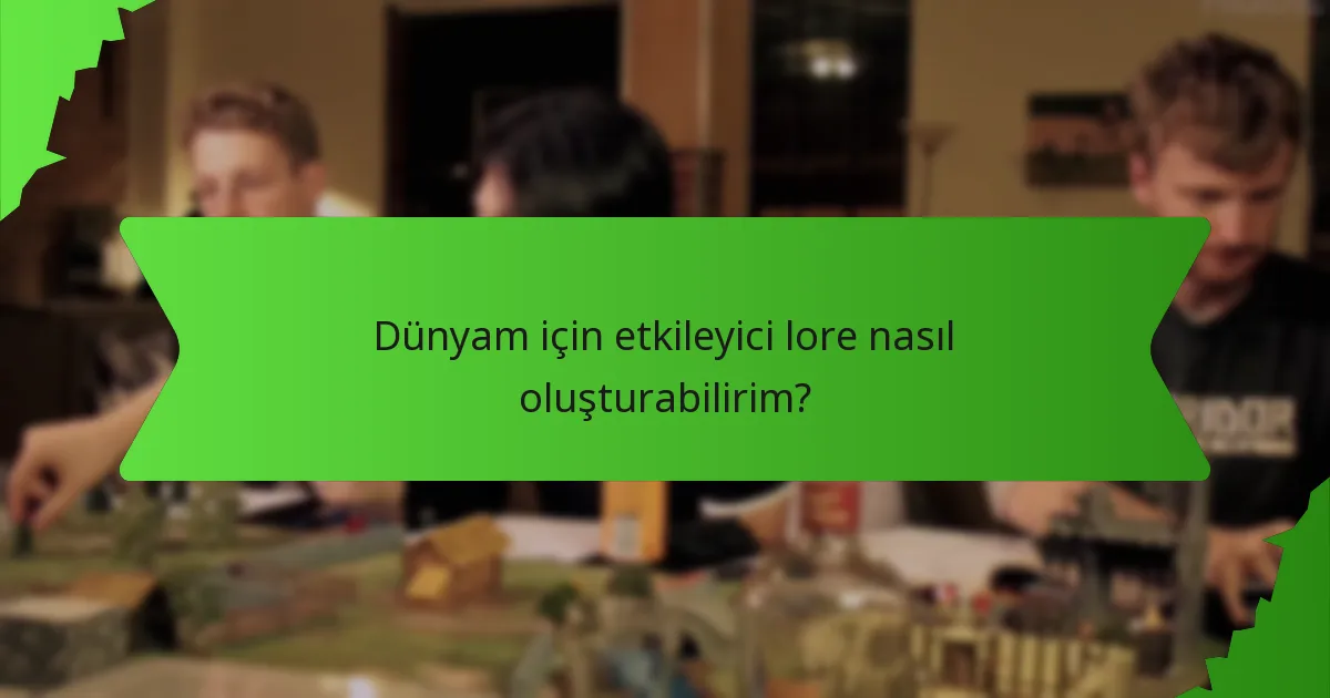 Dünyam için etkileyici lore nasıl oluşturabilirim?